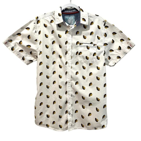 GOOD VIBES Taco Print Button Down Slim Fit Size Large - Picture 1 of 5